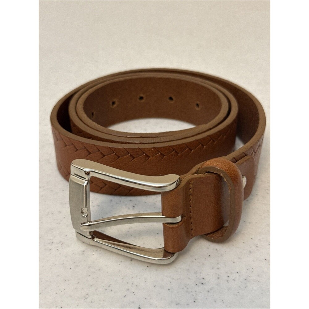 Bachrach Genuine Leather Made In USA Brown Mens Belt Size 34 Silver Buckle 9289